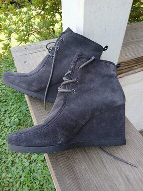 Michael Kors Gray Suede Wedge Ankle Boots sz 10